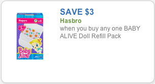Baby Alive Refill Coupon