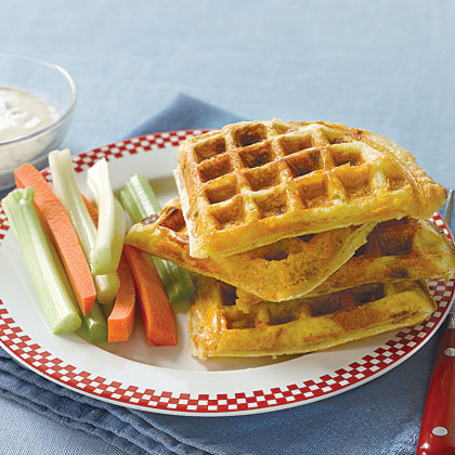ham and cheddar waffles
