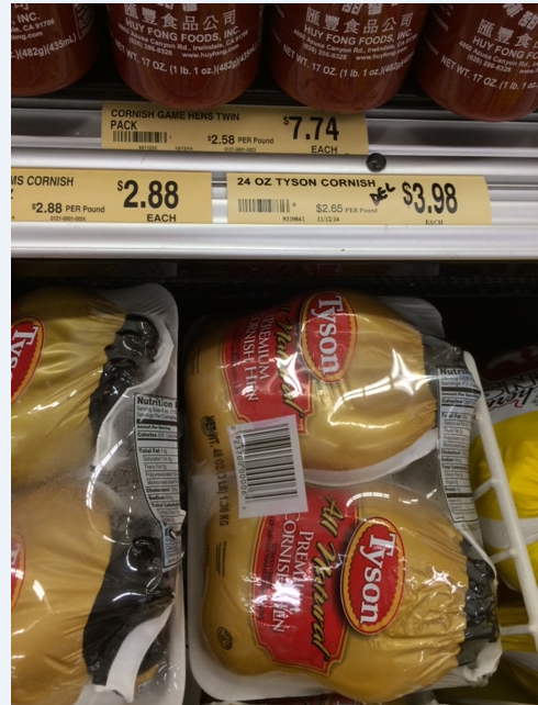 Tyson cornish hens walmart