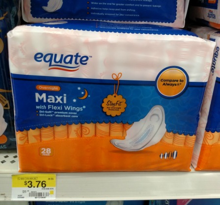 equate maxi pads