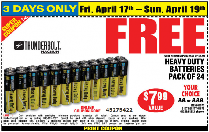 free batteries harbor freight