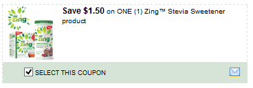 zing sweetener coupon
