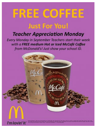 free coffee for teachers