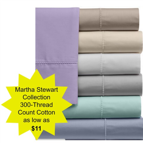 Martha Stewart Collection 300-Thread Count Sheets as low as $11