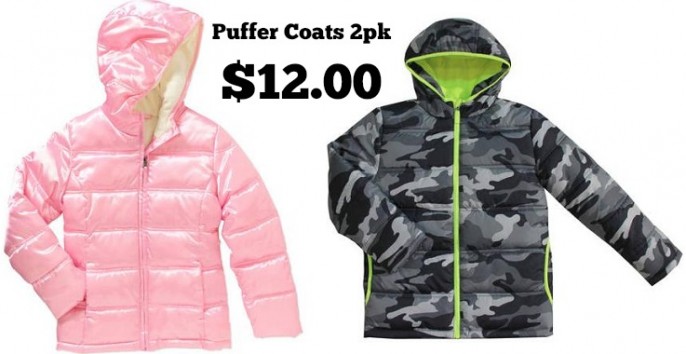 Faded Glory Girls or Boys Puffer Jackets 2pk $12.00 ($6.00 each)