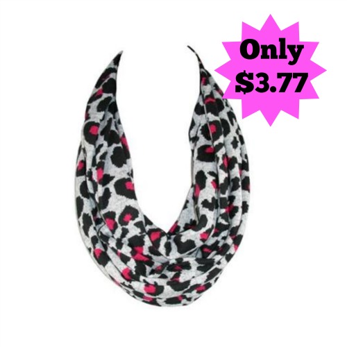Womens Bright Animal Print Infinity Loop Scarf