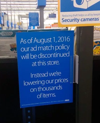 end of walmart price matching policy