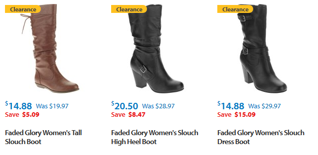 Walmart Boot Clearance: Faded Glory 