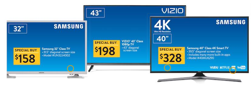 walmart vizio tv black friday sale Walmart Black Friday NOW: TVs Samsung, Vizio and Sharp starting at $125