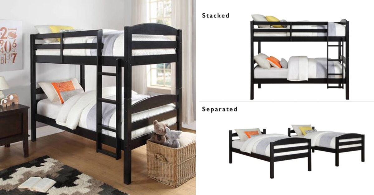 better homes and gardens leighton twin over twin wood bunk bed